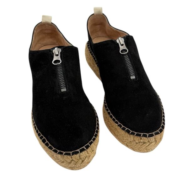 Eric Michaels Serena Espadrille Shoes Black Nubuck Sz US 5.5/6 EU 36 Leather EUC - Picture 1 of 10